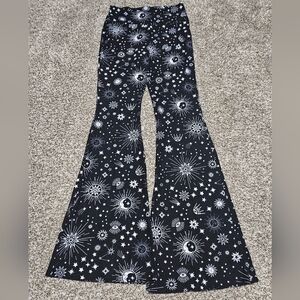 Small Celestial Print Flare Pants